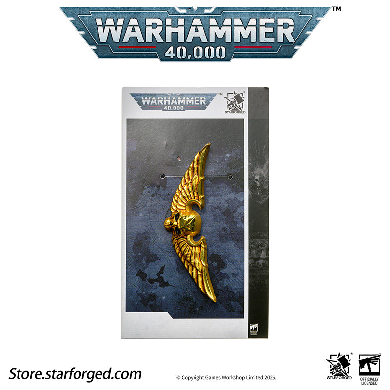 Starforged Warhammer 40K Monthly Free Gift Wings of Astra Militarum Brooch Accessories Pin Badge
In the war-torn galaxy, the Aquila and the Imperial Skull are symbols every citizen of the Imperium knows well.
It is said that the twin heads of the Aquila represent Terra and Mars, while one eye gazes into the future and the other looks upon the past. The Imperium wages an eternal war for survival across the stars, and for humanity, the Aquila stands as the last beacon of hope in the darkness.